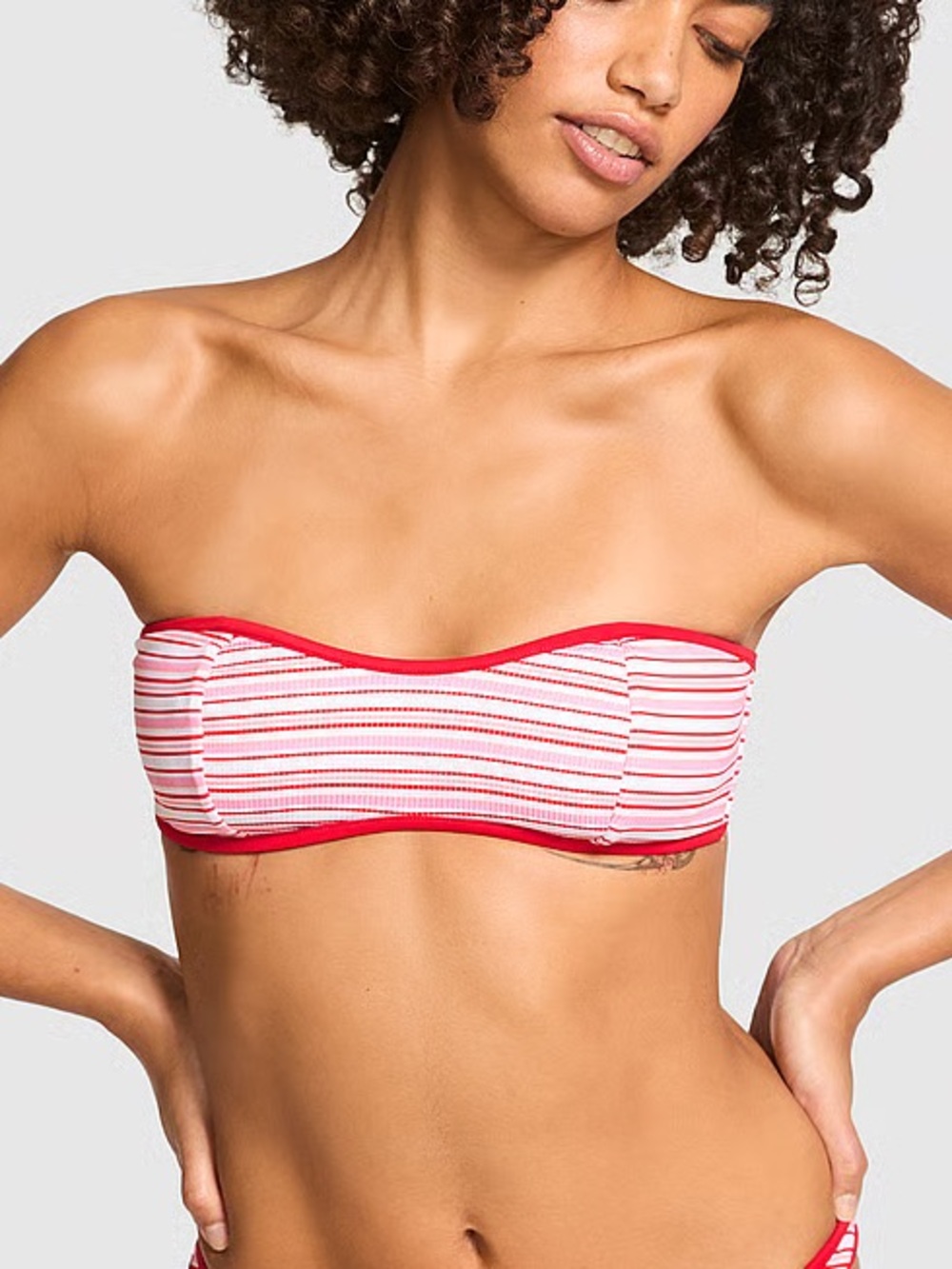 New! Pink x Frankie's Bikinis Monty Rib Bikini Top Size Small 34650